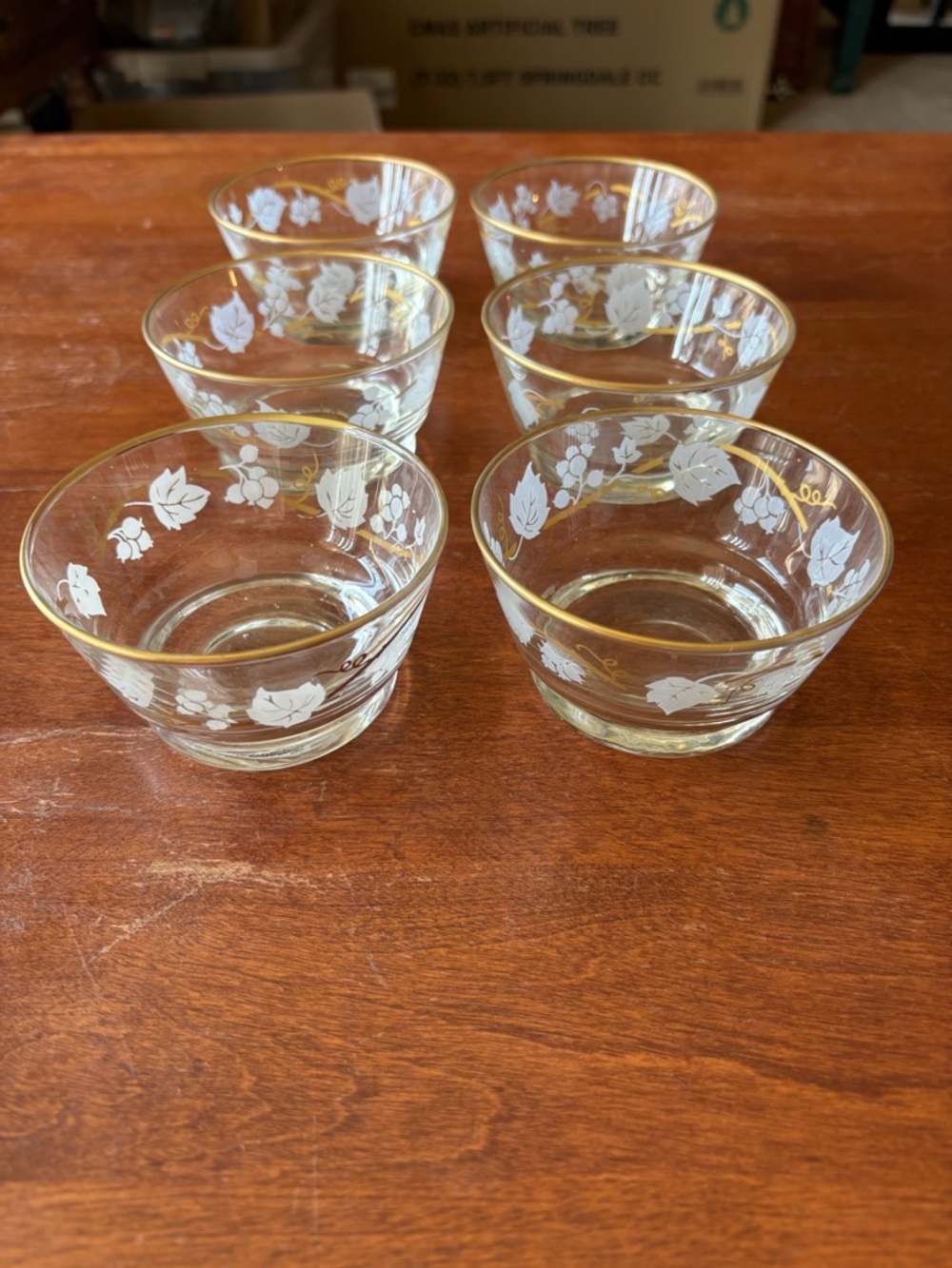 Vintage Libbey Glass Ivy Bower Dessert Fruit Bowls Set of 6